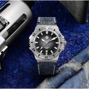 Montre de luxe pour homme San Martin SN0055-G, montre de plongée vintage de haute qualité, automatique, mécanique, bracelet en cuir, saphir, 20 bars - Product Image 3