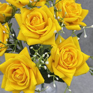 Rosa Decorativa Artificiale di Alta Qualità con 7 Teste di Gypsophila e Corna di Cervo, in Velluto, per Interni - Product Image 4