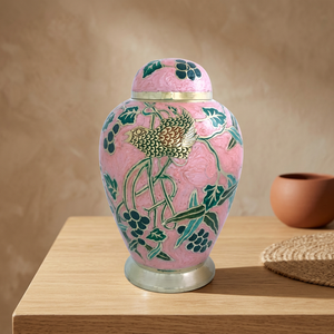 Urne funéraire en laiton pour cendres, souvenir de crémation, décorative florale moderne, vase commémoratif pour animaux de compagnie, artisanat indien, 200 cm³ - Product Image 3
