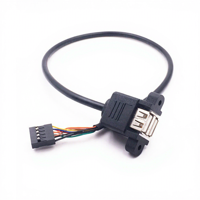 Dual USB Type a 2-Port Panel Mount USB to Dupont 9-Pin Header Cable Pure Copper Conductor PVC Jacket for Computer/Motherboard