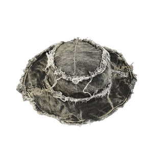 Chapeau Bob en Jean Délavé Personnalisé Effet Vieilli, Bords Frangés, Style Pêcheur, Couleur Unie Vintage, Protection Solaire pour Hommes et Femmes - Product Image 6