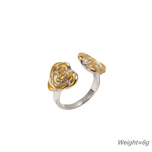 Bague en acier inoxydable plaqué or 18 carats style rétro, nouvelle collection été, double tête de rose, style nautique, bijoux - Product Image 6