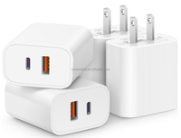 Bloc chargeur USB C à charge rapide, adaptateur multiport PD3.0 20W, chargeur rapide QC 3.0, port USB pour iPhone 16/15/14/13