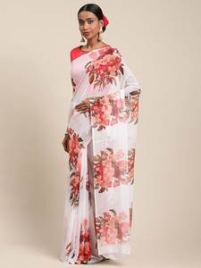 Tendance moderne Bollywood Georgette Saree avec broderie Banarasi Salwar Kameez pour les fêtes Sari cousu - Product Image 4