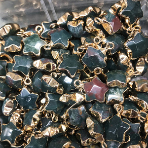 Collar con colgante de borde dorado de estrella de cinco puntas de piedra natural chapada en oro de acero inoxidable Reiki - Product Image 6