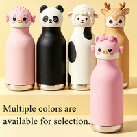 Bouteille d'eau isotherme pour enfants avec tête d'animal de dessin animé mignonne, couvercle éléphant, design mignon tête de cerf, pour l'école et les voyages