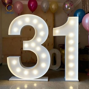 Números Gigantes LED para Decoración <span class=keywords><strong>de</strong></span> Bodas y Cumpleaños, Letras Metálicas <span class=keywords><strong>de</strong></span> 3 y 4 Pies, Iluminación Exterior para Autos y <span class=keywords><strong>Empresas</strong></span> - Product Image 4