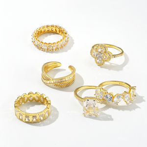 Radiance Golden Fine Fashion Rings Jewelry S925 Plata 18K Chapado en <span class=keywords><strong>oro</strong></span> Mujeres 5A 8A Cubic Zirconia Dress Up Wedding Nupcial Ring - Product Image 1