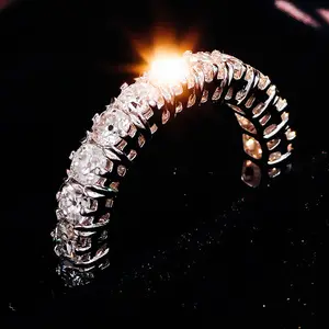 Provence Jewelry 14K White Gold Ring Fine Jewelry Eternity Ring Moissanite Band Gold Ring for Women Trendy Synthetic Moissanite