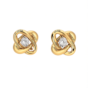 Orecchini a Perno Geometrici Jaires Placcati in Oro 18K con Diamanti Rotondi Incastonati, Gioielli Classici da Donna per Fidanzamento - Product Image 1