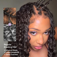 Extensiones de Cabello Humano de Ganchillo con Efecto Pluma 15A, Cabello Rizado Birmano Natural con Micro Nudos Pre-Separados, Extensiones de Cabello Humano Suave de Ganchillo