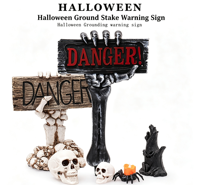 Panneau de jardin d'Halloween extérieur style main de squelette et pierre tombale pour aménagement de scène à thème hanté dans la cour