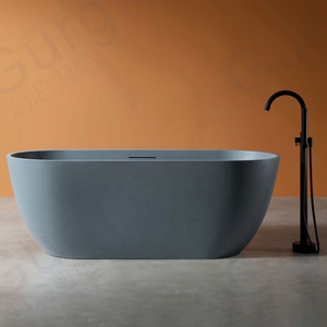 Baignoire autoportante en surface solide, texture ardoise bleue, pour usage domestique et hôtelier, pour adultes - Product Image 1