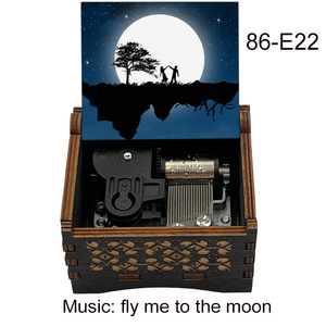 Manivela de mano Fly Me to the Moon caja de música, regalo para hija esposa novia marido novio manivela de mano caja Musical de madera - Product Image 6