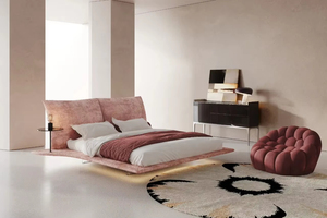 Lit mural en bois massif populaire, lit double moderne de luxe avec plateforme flottante pour chambre principale - Product Image 3