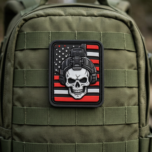 Custom Eco-Friendly PVC Skull Helmet American Flag 3D Tactical <b>Sew</b>-<b>On</b> Morale <b>Patch</b> for Bags Caps Uniforms - Product Image 3