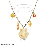 Collar de Cadena de Bambú de Acero Inoxidable Chapado en Oro de la Serie Ocean Element, con Colgante de Estrella de Mar, Tortuga, Concha, Vida Marina, Unisex