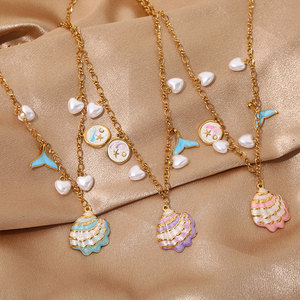 สร้อยคอจี้แฟชั่นฮาวายฤดูร้อน สร้อยคอเปลือกหอยเคลือบทอง 14k 18k PVD  ทำจากสแตนเลสสตีล 316L สำหรับผู้หญิง - Product Image 3