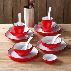 Xiangyuan <b>melamine</b> tableware commercial hot pot restaurant tableware four-piece set hotel restaurant bowl, <b>plate</b>, spoon and cup - Product Image 2