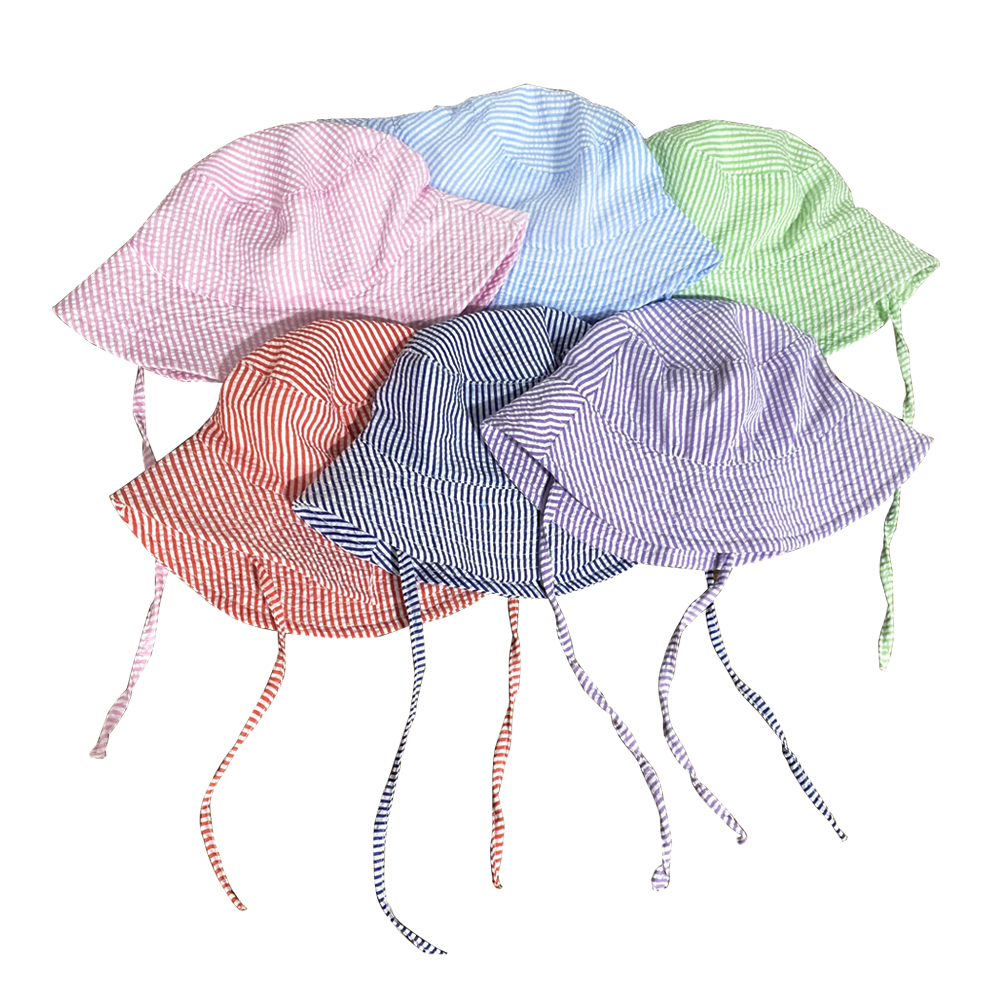 Оптовая Продажа Дети Ясельного возраста в мелкую клетку солнце шляпы изготовленные на заказ с монограммой для новорожденных в полоску для новорожденных, малышей, девочек Панама