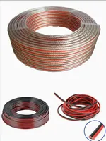 Cable Paralelo RVB Rojo y Negro 300/500V de 2 Núcleos, Cable Flexible de Cobre Puro para Altavoces y Alimentación, Cable Paralelo Negro - 300/500V
