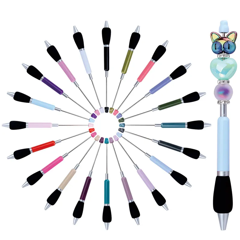 BECOL yeni tasarım yaratıcı dekoratif DIY hediye kalem yumuşak kavrama sünger kılıf plastik tükenmez kalem renkli boncuklu tükenmez kalem