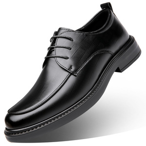 รองเท้าหนังผู้ชายแบบผูกเชือก เพิ่มความสูง 6 ซม. แบบซ่อนส้น สำหรับงานทางการ ธุรกิจ ลำลอง งานแต่งงาน เจ้าบ่าว สีดำ - Product Image 5
