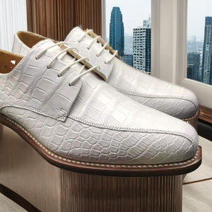 Zapatos de Vestir Blancos de Cuero Genuino de Lujo para Hombre, con Cordones, Cómodos y Elegantes - Product Image 2