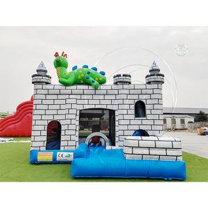 Castillo Inflable Comercial con Tobogán para Niños, Diseño de Dinosaurios y Caballeros, en Venta - Product Image 1
