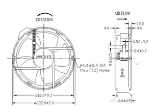 110v 220v 240v 380v 220x60mm 높은 기류 ac 모터 ac 냉각기 ac 축 팬 2260