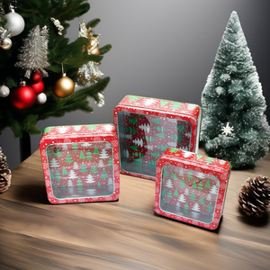 사각 말 입 작은 철 상자 화장품 보관 사탕 선물 포장 창 상자 양철 상자 - Product Image 1