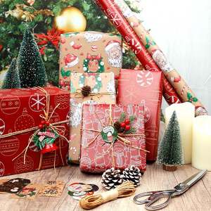 Custom Wholesale 80g <b>Christmas</b> Kraft <b>Paper</b> Tissue 43*300cm Gift Luxury Custom Birthday Packaging <b>Wrapping</b> <b>Paper</b> Roll - Product Image 5