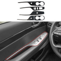 Accessoires de voiture style fibre de carbone Bouton de fenêtre de porte intérieure Couvercle de cadre décoratif en verre pour Hyundai Palisade 2019 2023