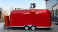 Remorque de restauration mobile en acier inoxydable avec comptoir, armoire et plan de travail, aménagement personnalisé pour la vente en extérieur de hot-dogs, bonbons et frites