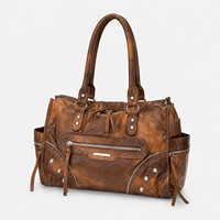 Sac de moto pour femme, sac fourre-tout simple en cuir PU de grande capacité, sac à bandoulière pour les trajets quotidiens, sac à main rétro chic Y2K avec fermeture à glissière