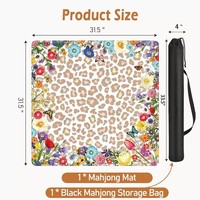 Tapis de Mahjong à Bordure Florale Colorée, Élégant, Imperméable, Pliable, Base en Caoutchouc Antidérapante, Tapis de Bureau Décoratif pour Poker et Usage Domestique