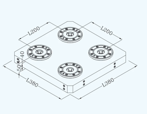 Mandrin pneumatique de précision <span class=keywords><strong>AMF</strong></span>-K20.3-C4 en acier, système à 4 points de centrage pour usinage CNC intensif - Product Image 2