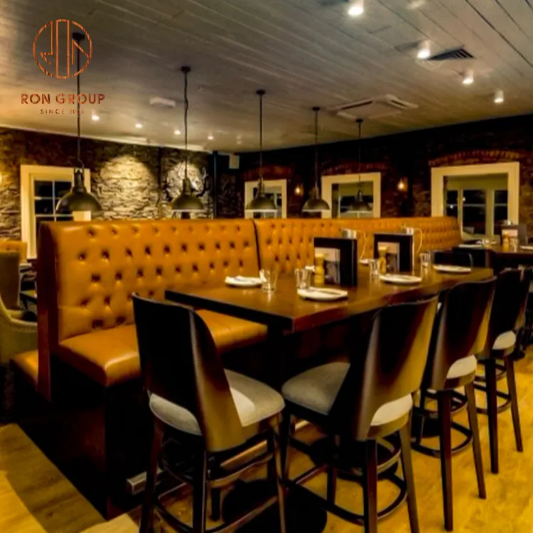Lüks barbekü restoranlar modern tezgah özel kafeterya mobilya çift taraflı yüksek geri deri kanepe sedir koltuk barlar için