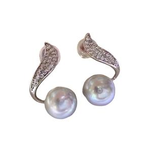 Accesorios de Plata S925 para DIY con Perlas, Bandeja Vacía con Cuentas Redondas de 9-12 mm y Gancho para Pendientes de Moda 21742 - Product Image 5