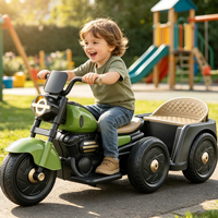 Nouveau design, tricycle électrique à deux places pour enfants, moto à pédales en plastique, télécommandée avec musique et éclairage pour garçons et filles