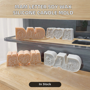 Moule à bougie en <span class=keywords><strong>silicone</strong></span> rectangulaire avec inscription <span class=keywords><strong>MAM</strong></span> - Cadeau pour la fête des pères et la fête des mères pour la décoration de la maison DAD MOM - Product Image 2