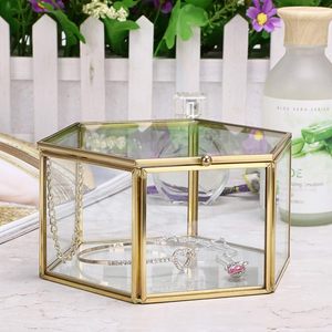 Lussuosa Scatola Portagioie in Vetro, Porta Anelli Nuziali, Espositore Geometrico Esagonale, Regalo di San Valentino per Lei - Product Image 3