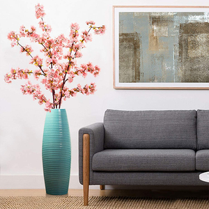 Branches de cerisier artificielles avec herbe, décorations de table pour la maison, fête, thème <span class=keywords><strong>plage</strong></span>, fleurs de prunier roses, chic - Product Image 2