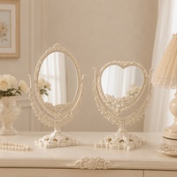 Grand miroir de maquillage de bureau à cadre rond, style Instagram girly, vintage européen, avec fonction pivotante, pour usage domestique