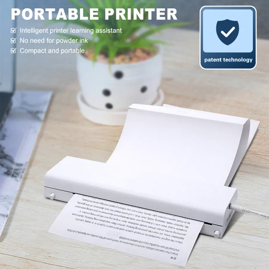 थोक नो इंक पोर्टेबल ए4 प्रिंटर मिनी वायरलेस मोबाइल थर्मल प्रिंटर ए4