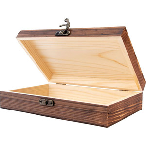 Caja de madera maciza de Paulownia marrón vintage con tapa con bisagras para almacenamiento decorativo y presentación de regalos de Navidad - Product Image 5