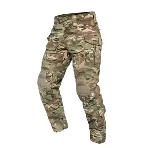 Celana panjang taktis pria, celana kamuflase taktis luar ruangan berburu Camo G3 dengan bantalan lutut