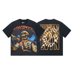 <span class=keywords><strong>T</strong></span>-Shirt Oversize a Maniche Corte con Stampa Vintage Effetto Lavato della <span class=keywords><strong>Band</strong></span> <span class=keywords><strong>Rock</strong></span> Godspeeded, Moda Estiva Casual Streetwear - Product Image 4