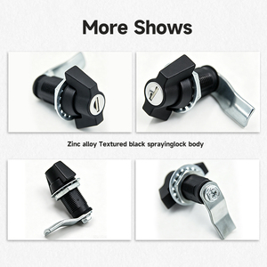 Thcoo Outdoor Cabinet Lock Cylinder <strong>Black</strong> Coated Industrial Cabinet Wing <strong>Knob</strong> Quarter Turn Cam Lock A6373 - Product Image 2