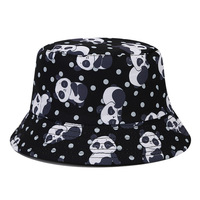 Lindo Sombrero de Pescador con Estampado de Panda de Puntos, Sombrero para el Sol con Estampado de Animal de Dibujos Animados en Azul Claro, Gorra Casual para Playa y Aire Libre para Mujeres, Hombres y Adolescentes